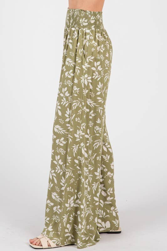 Final Touch Smock Waist Wide Leg Pants