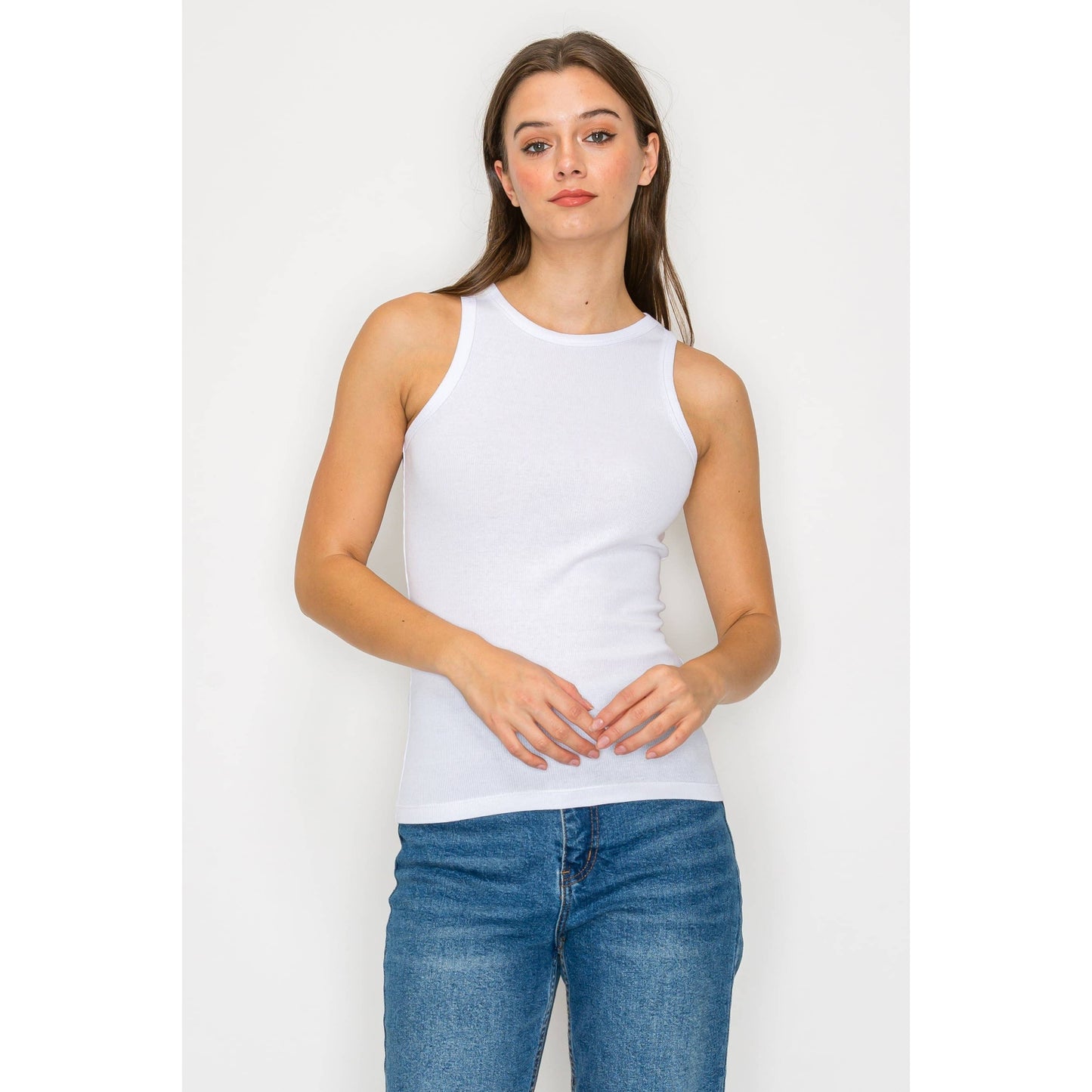 High Neck Ribbed Tank Top