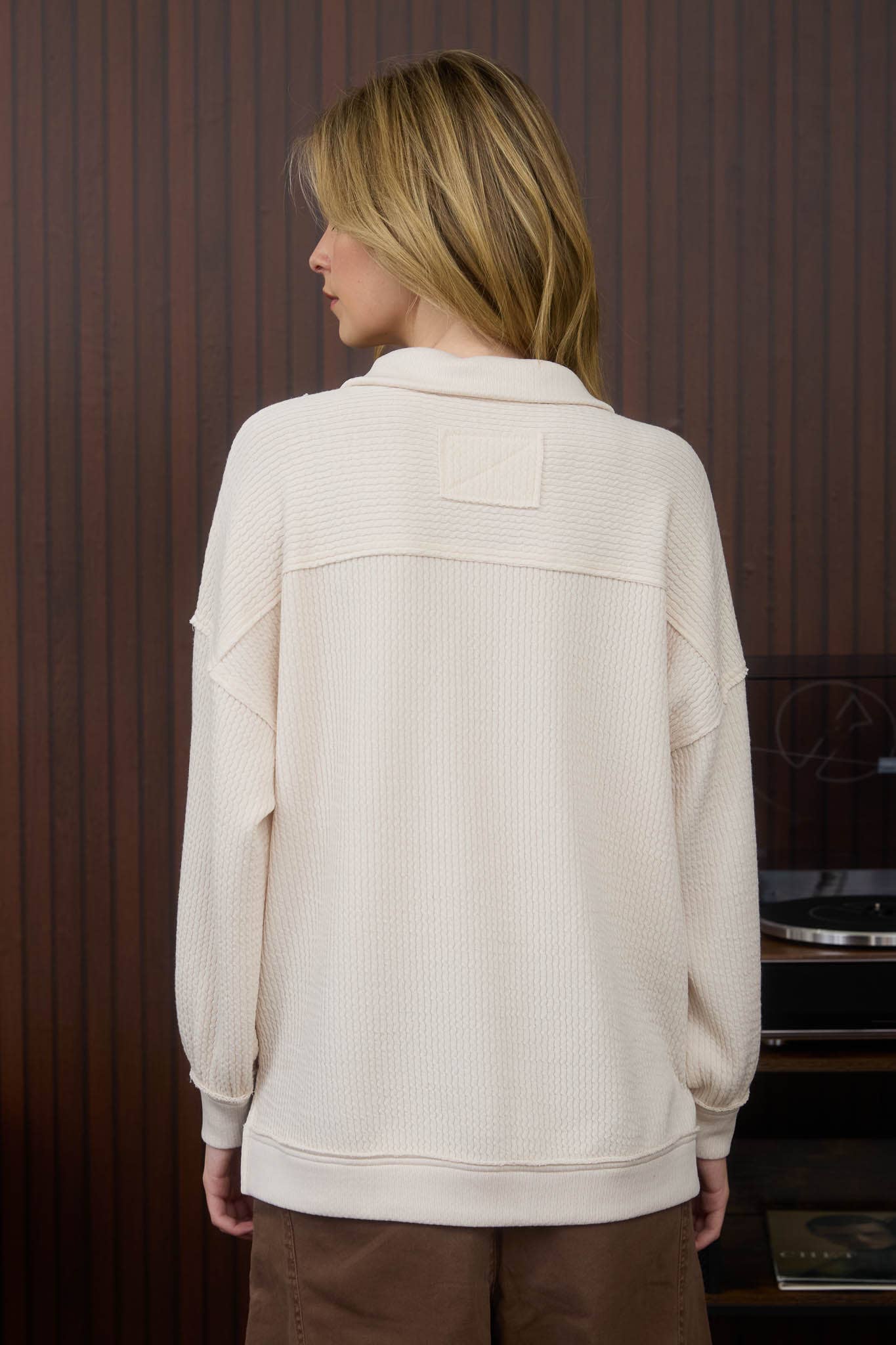 The Jesse - Half Zip Collared Waffle Knit Top