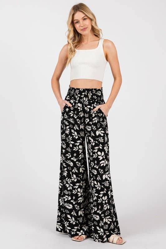 Final Touch Wide Smock Waist Wide Leg Pants