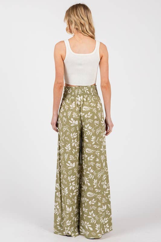 Final Touch Smock Waist Wide Leg Pants