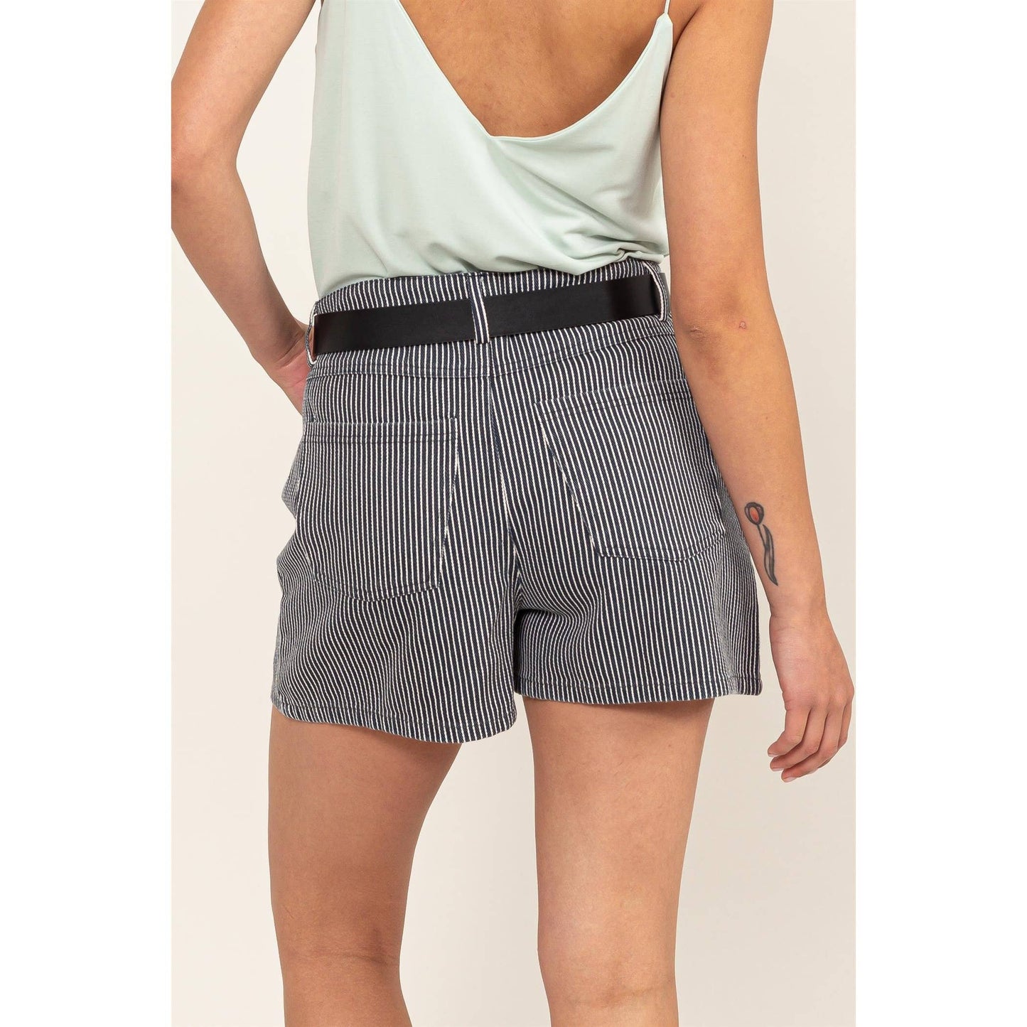 Pinstripe High Waist Shorts