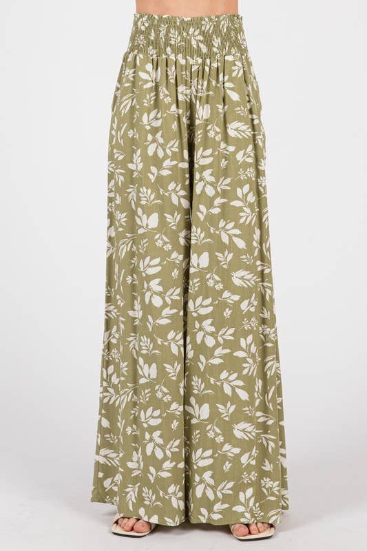 Final Touch Smock Waist Wide Leg Pants
