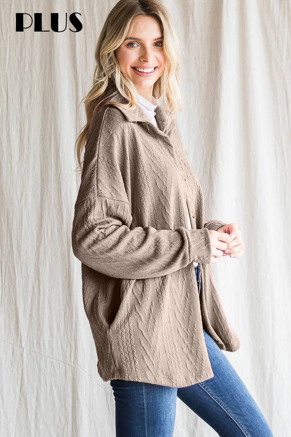 Cable Knit Button Down Shacket