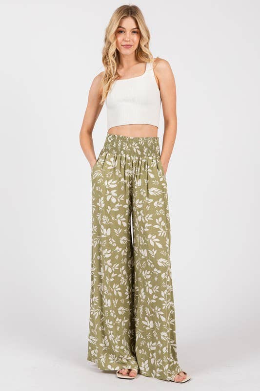 Final Touch Smock Waist Wide Leg Pants