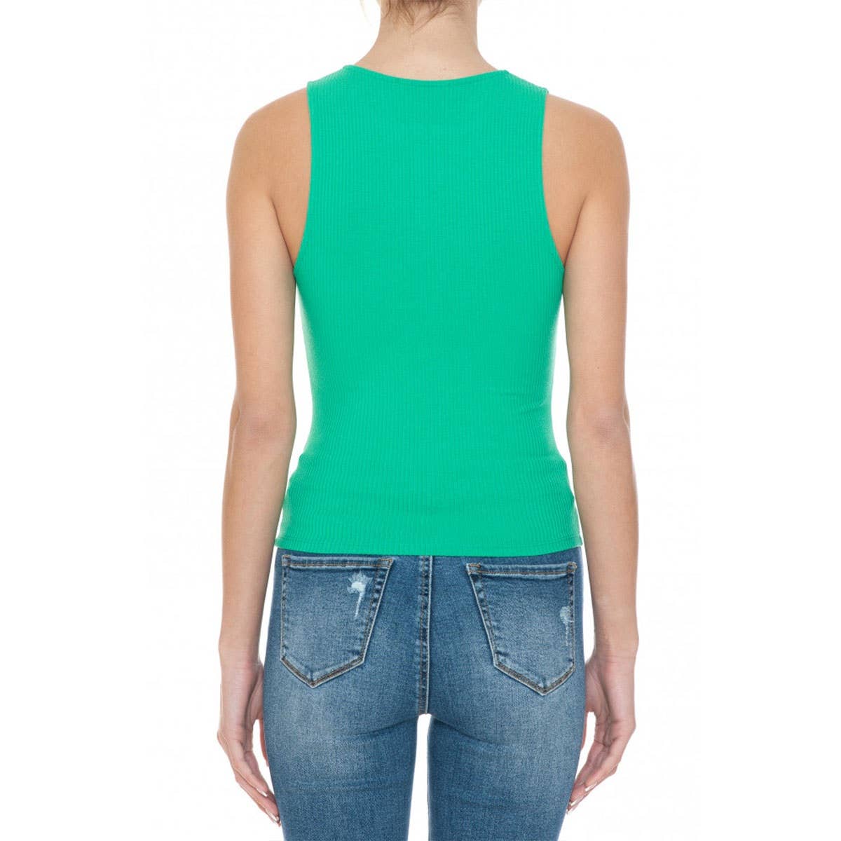 Ribbed Round Neck Lace Up