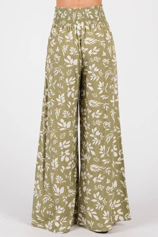 Final Touch Smock Waist Wide Leg Pants
