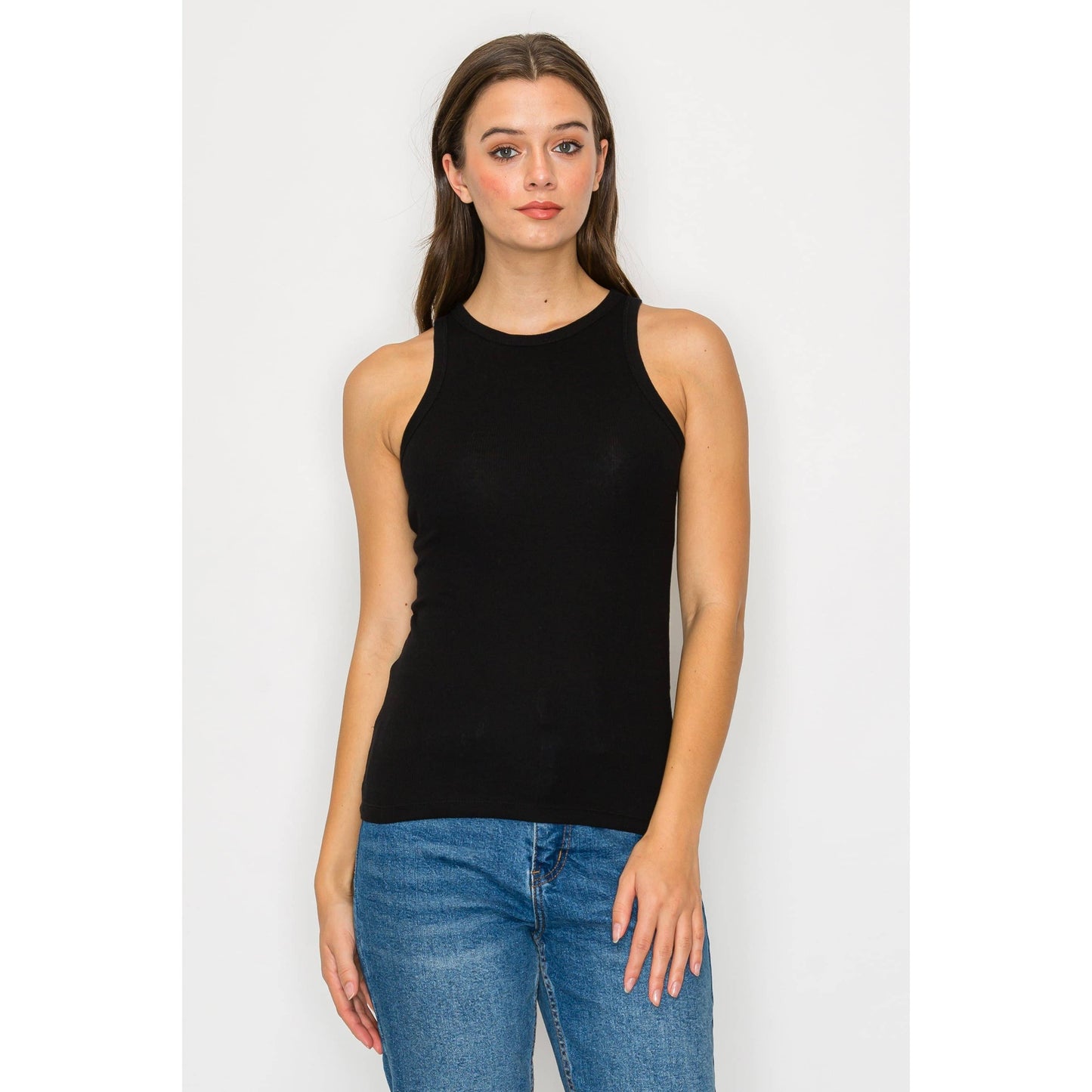 High Neck Ribbed Tank Top