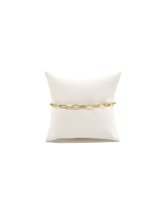 Gold Ashley Paperclip Chain Charm Bracelet | 7 Inch