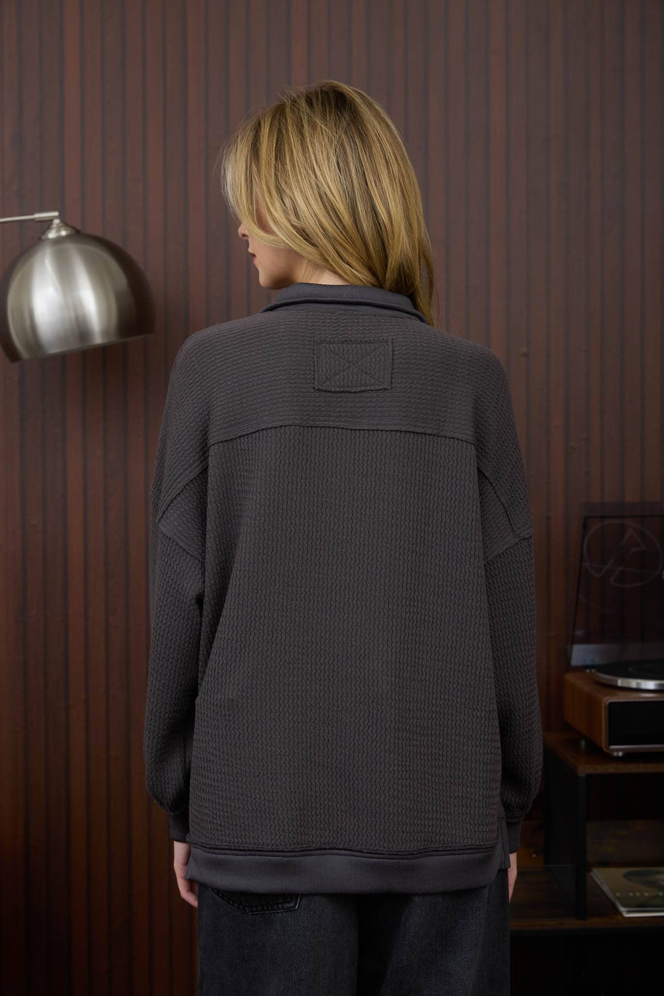 The Jesse - Half Zip Collared Waffle Knit Top