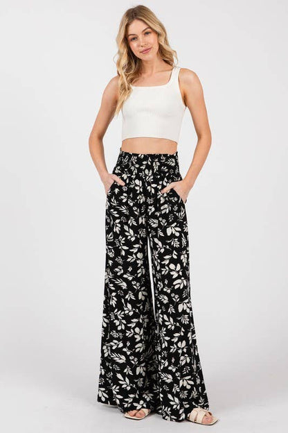 Final Touch Wide Smock Waist Wide Leg Pants