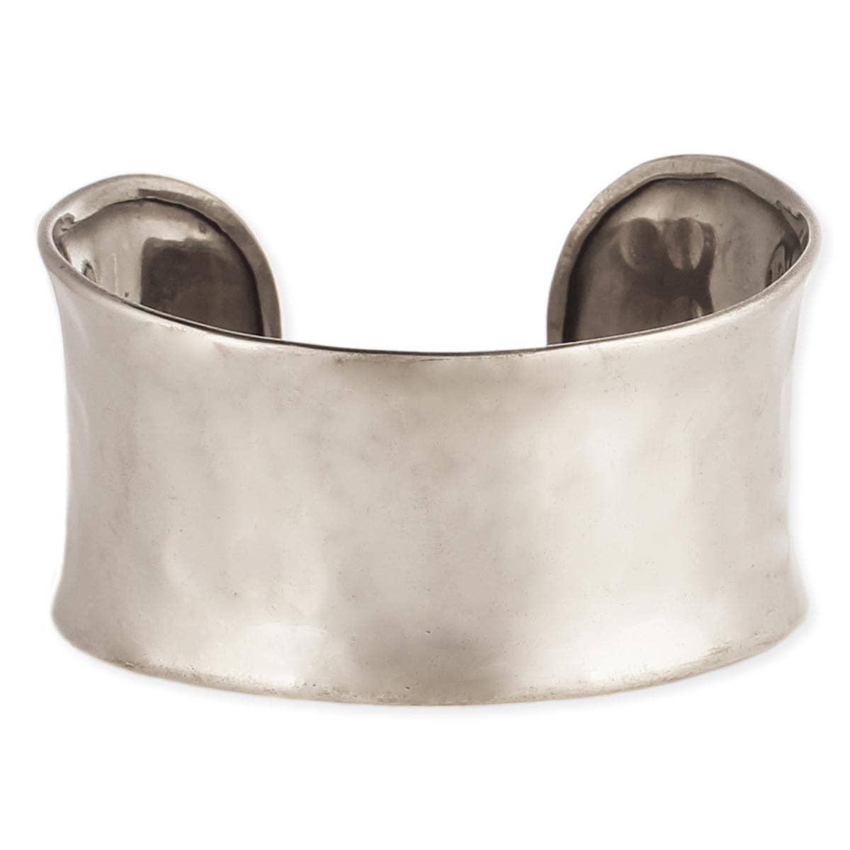 Silver Hammered Rounded Cuff Bracelet