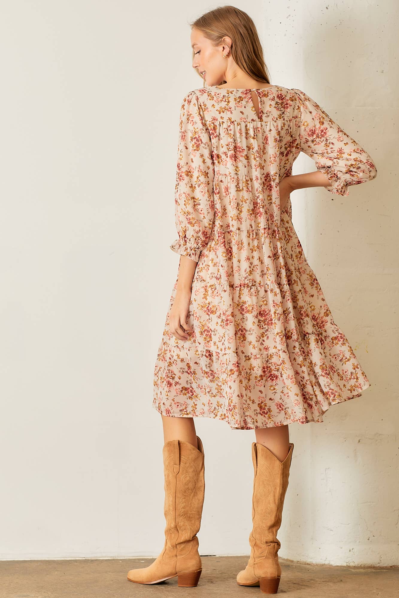 FLORAL PRINT TIERED DRESS