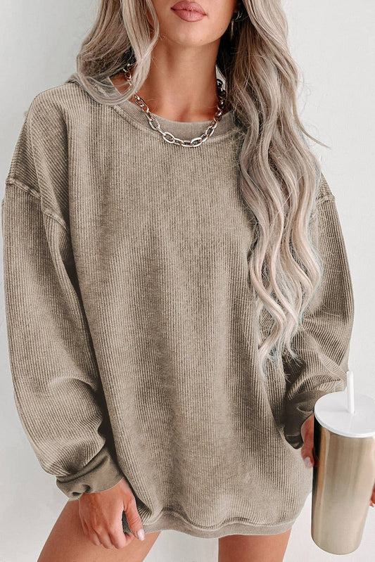 Solid Ribbed Knit Pullover