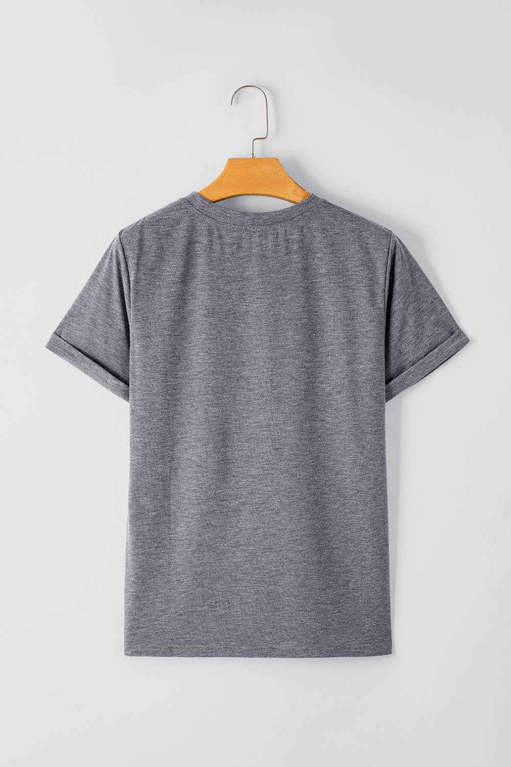 Casual Solid Plain Crew Neck Tee