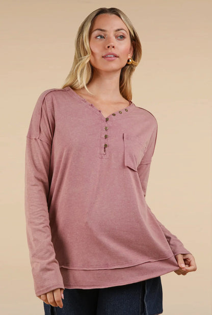 Mineral Washed Cotton Comfy Knit Top