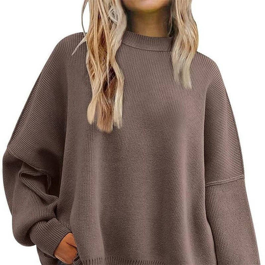 Cozy Round Neck Batwing Sleeve Pullover