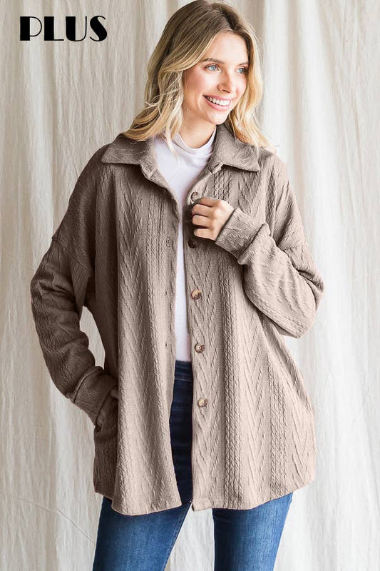 Cable Knit Button Down Shacket