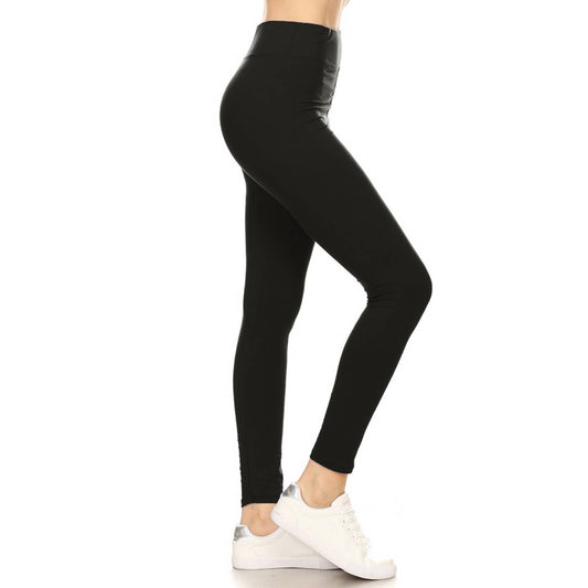 3" Yoga Band Buttery Soft Solid Leggings Black