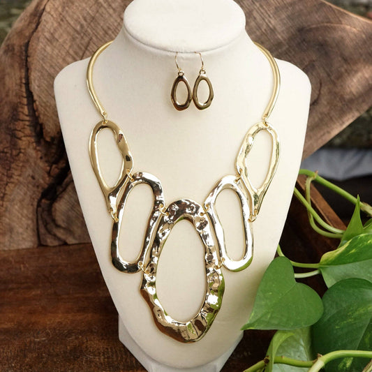 Links Statement Necklace set in Gold Silver Tones